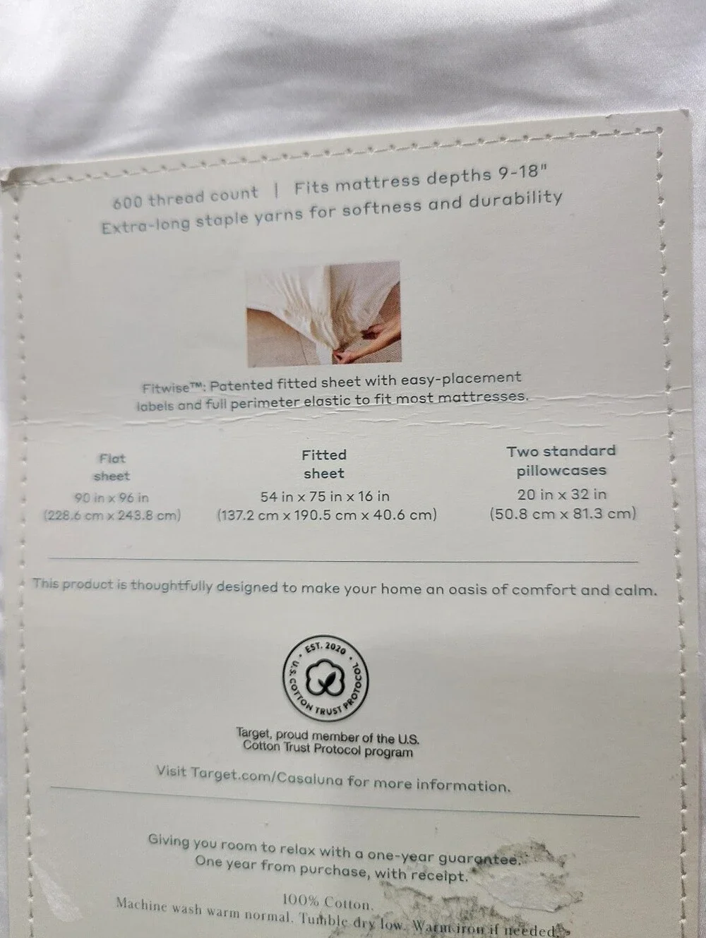 Casaluna Full 600 Thread Count Sateen Sheet Set White - Casaluna™